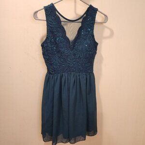 Speechless Elegant Teal Lace Short  Dress Size 3
